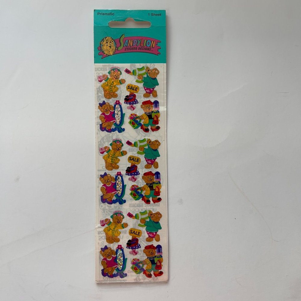 Prismatic Sandylion Glitter Shopping Bears Stickers New